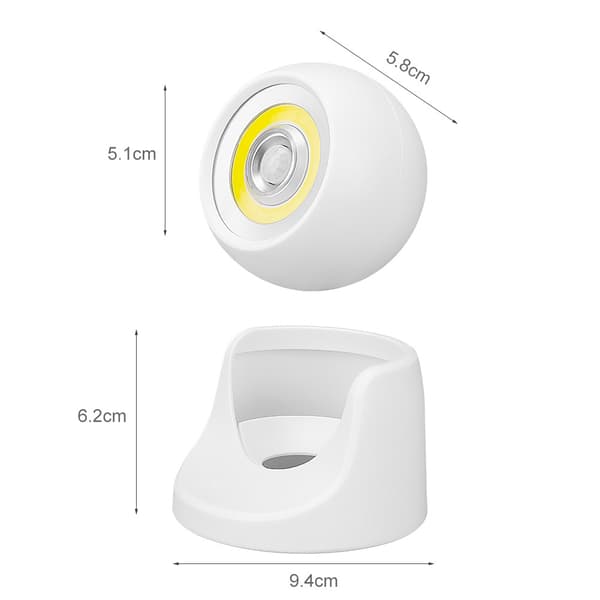 1 stk. USB-genopladelig kropsbevægelsessensorlys 360° magnetisk