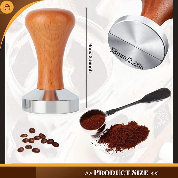 Kaffetamper i rustfrit stål, Espresso Tamper, 58mm 304 Rustfrit