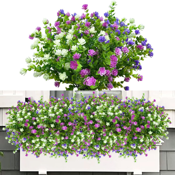6 st utomhus konstgjorda blommor UV-beständig plast konstgjord