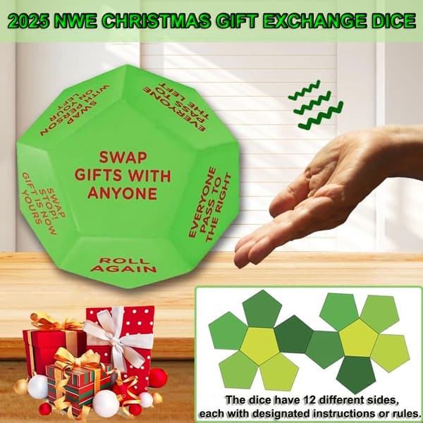 2025 Nya Santa Swap Presentbytes, Bytespel för Presentbyte, Julparty Presentbytespel, 12 Olika Sidor