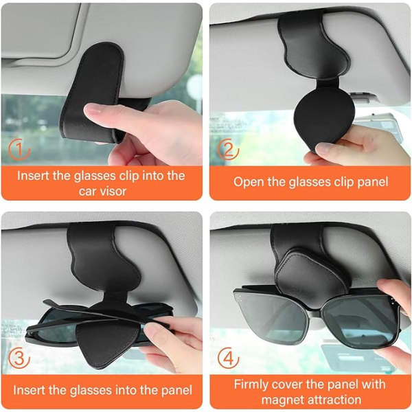 Set of 2 Car Sunglasses Clips Pu+Iron Universal Practical