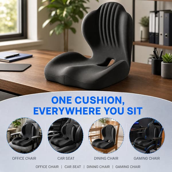 Svankstödskudde och ergonomisk sittdyna för kontorsstol, memory foam, med svankstöd och benstöd för