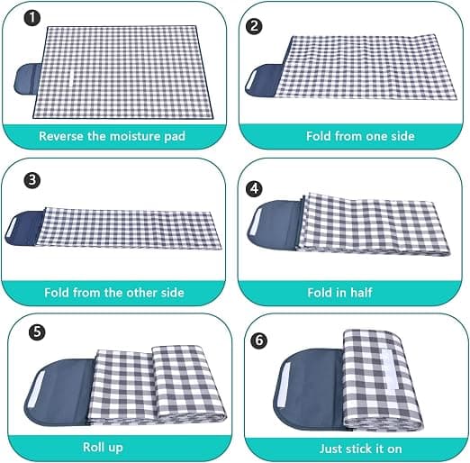 1 x 200x150CM vandtæt picnic tæppe, foldbart strandtæppe,
