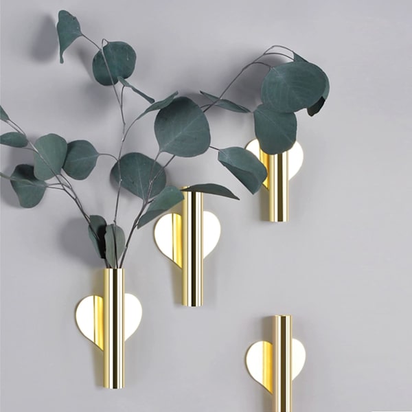 Metallisk väggvas, 3 gyllene magiska vaser Metallvas, blomster väggkonst,