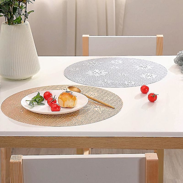 Snøfnugg Hollow Plassmatte Juledekor Pvc Matte 4stk Sølv