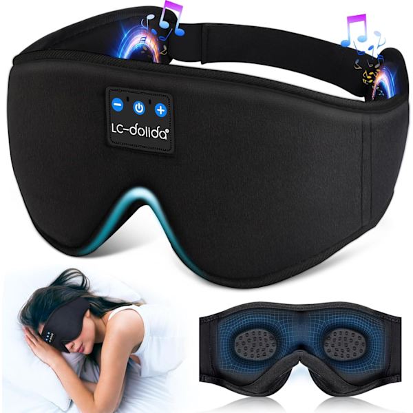 Søvnhovedtelefoner, 3D Søvnmaske Bluetooth Trådløs Musik Øjenmaske, Søvnhovedtelefoner til Side Sovende Søvnmaske