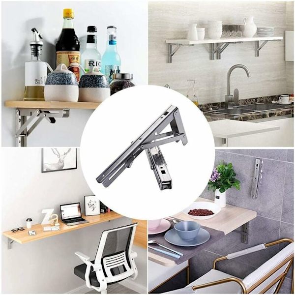 2 Foldable Wall Shelf Brackets, Save Space, Shelf Bracket with St