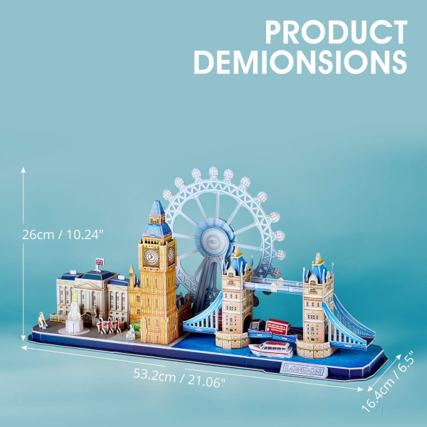 1 stk 3D Puslespil London Tower Bridge Big Ben Bybillede DIY