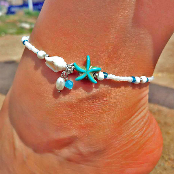 1 stk Generisk Fodkæde Skal Stjernefisk Perler Anklets til Kvinder