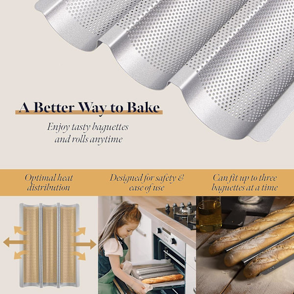 Non-stick Ovnbaguetteform - 38,5 cm x 28,5 cm x 3,5 cm -