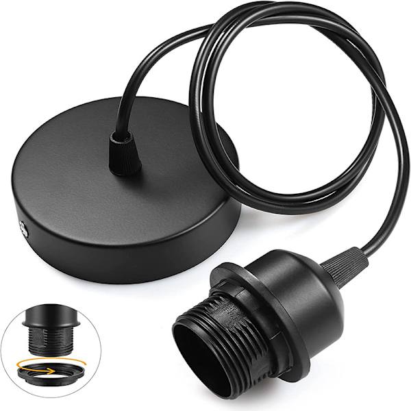 E27 Skruelampeholder med ledning, plastlampeholder