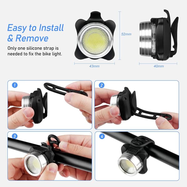Cykellampor, Laddningsbara Kraftfulla LED-Cykellampor Set Fram