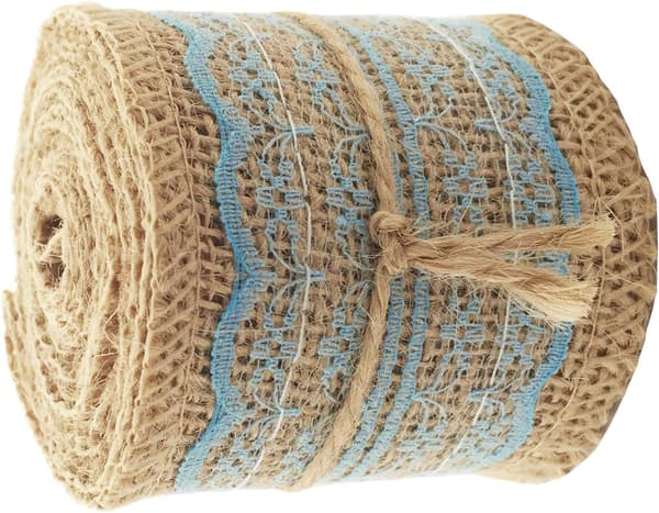 2 st Naturjute med Spets (Blå)
