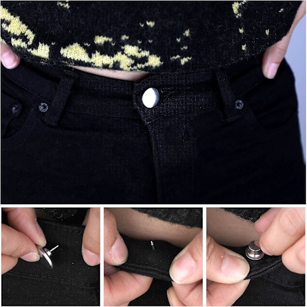 (1)20 Sett 17mm Erstatningsknapper for Jeans, Sømløse og Avtakbare