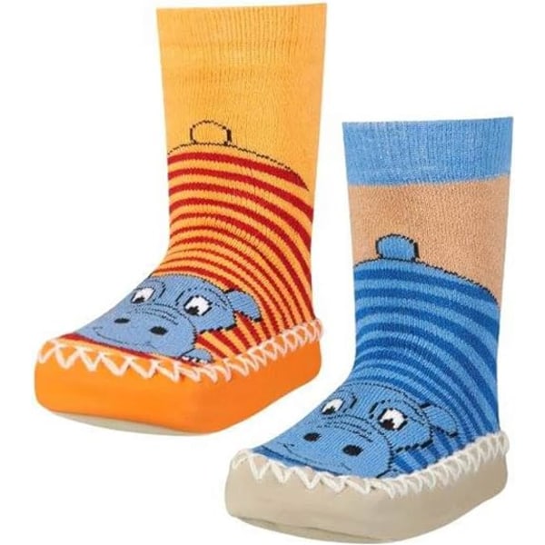 Ett par Playshoes Hippopotamus Slipper Socks, unisex barn