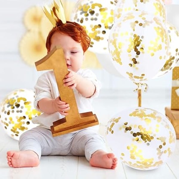 Guldballonger, 60 delar konfetti Heliumballonger i guld, vit