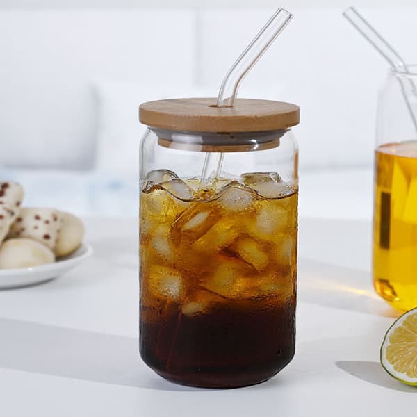 440ML Bubbelteglas med Lock och Sugrör, Återanvändbara Bubbel