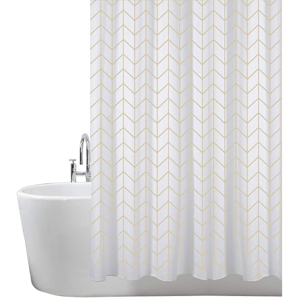 Gullfarget Geometrisk Dusjforheng 180 x 180 cm (71 x 71 tommer) for
