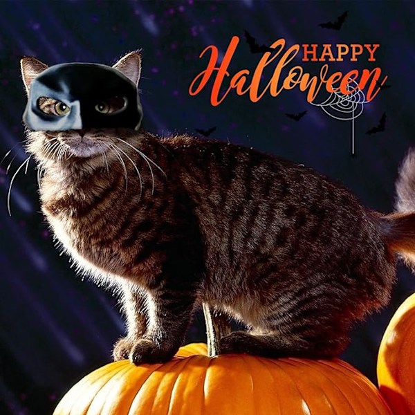 Fledermus Kattemaske Halloween, Sort Fledermausmaske til Katte, Halloween Cosplay Kostume til Katte, Kattemaske til Festivalfest (9 cm)
