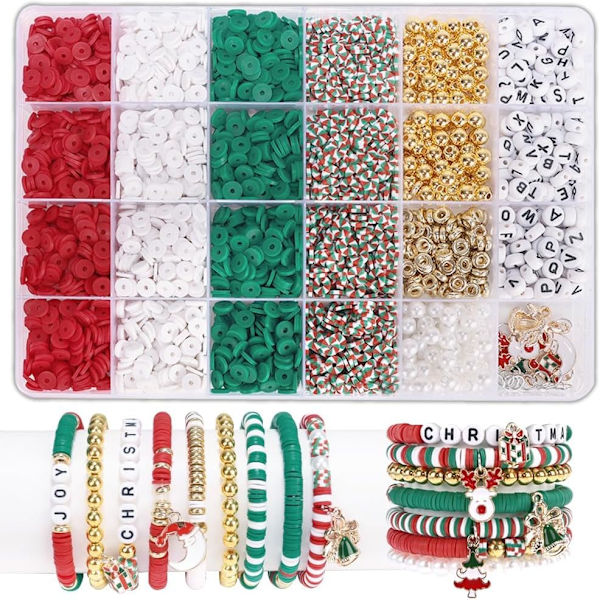 Julklappssats för armband - Vänbandstillverkningssats med guld- och lerpärlor, smycken och armband, charmiga armbandssatser