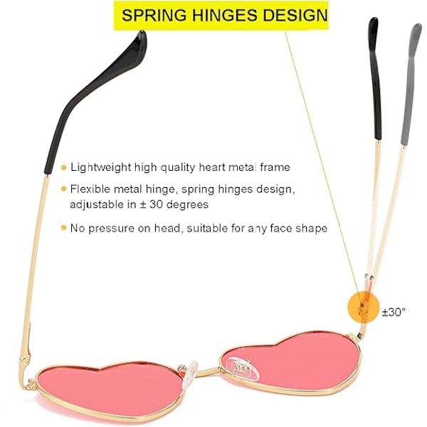Polariserte hjerteformede solbriller for kvinner, mote, søt stil, metallramme