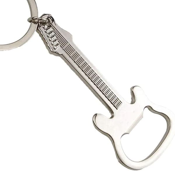 Flaskeåpner i gitarform, multifunksjonell ølflaske (sølv)
