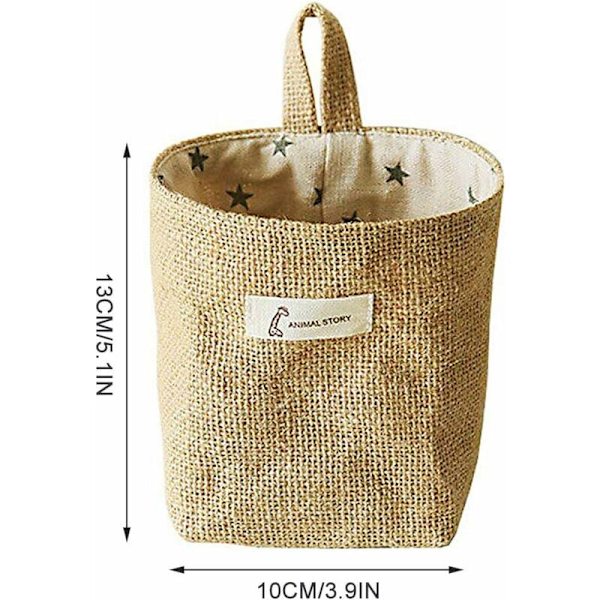 Bomullslin Oppbevaringskurv Bag Glodenbridge Foldbar Oppbevaringskurv Bag med Håndtak, Hjem, Organiser Boks for Hjem Garderobe Leker Kontor Skrivebord, Soverom. (sett med 3)