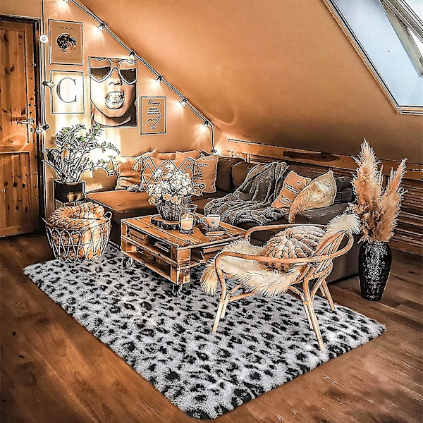 Noahas Fluffy Leopard Print Rug Cheetah Print Area Rugs Soft Comfy Printed Carpet For Bedroom Living Room Home Western Decor färg 1