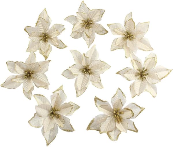 12 stk. Julepynt Simulerede Juleblomster