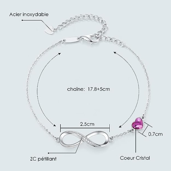 Silver Infinity Armband för kvinnor, Justerbart Love Armband för