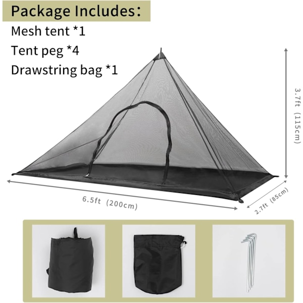 Camping Myggnät Tält med Bärväska, Bug Net för Camping Säng,