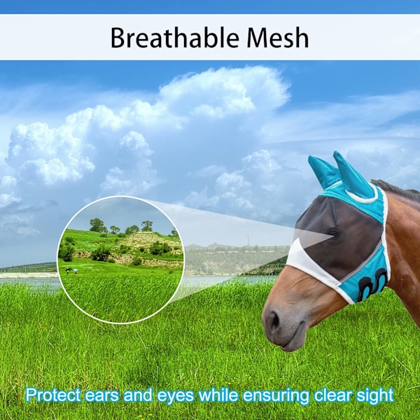 Blød mesh øjen-hestflue maske med ører