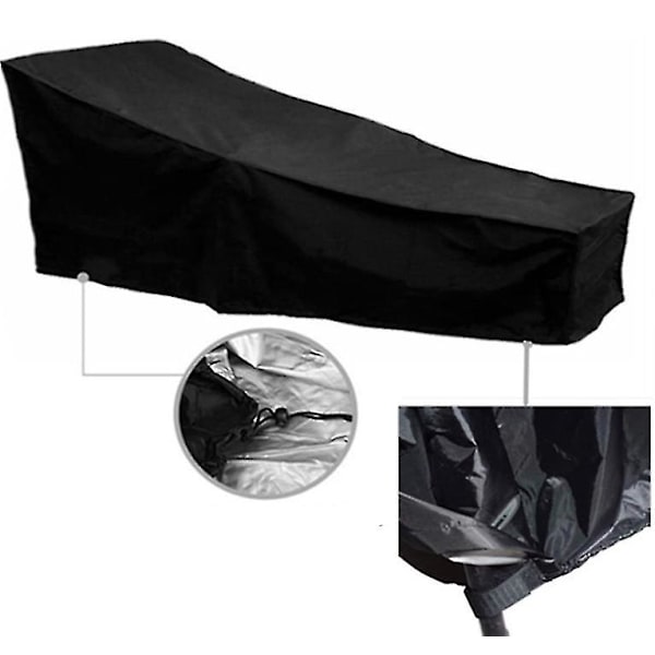 Möbelöverdrag för trädgårdsmöbler, solstolsöverdrag, solstolsöverdrag, vattentätt möbelöverdrag, svart, 210*75*40*80cm