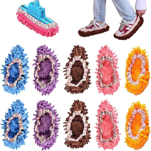 5 paires de chaussures de nettoyage de sol, pantoufles, outils