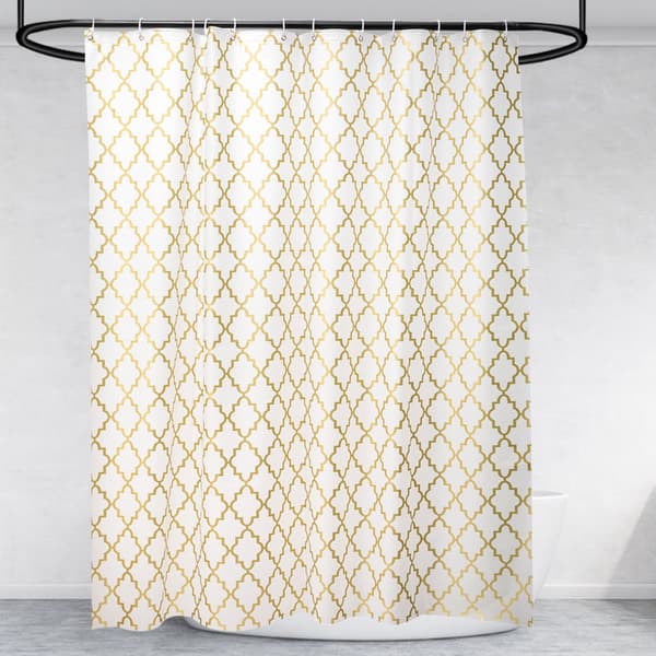 Amazon Basics Tryckt Duschdraperi i Tyg 180 x 180 cm Guld