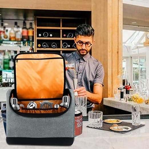 Bartender-sett med verktøypose for oppbevaring og reise