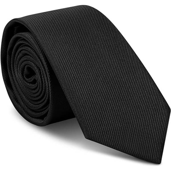 Svart slips för män, handgjord slips för män, smal i flera färger