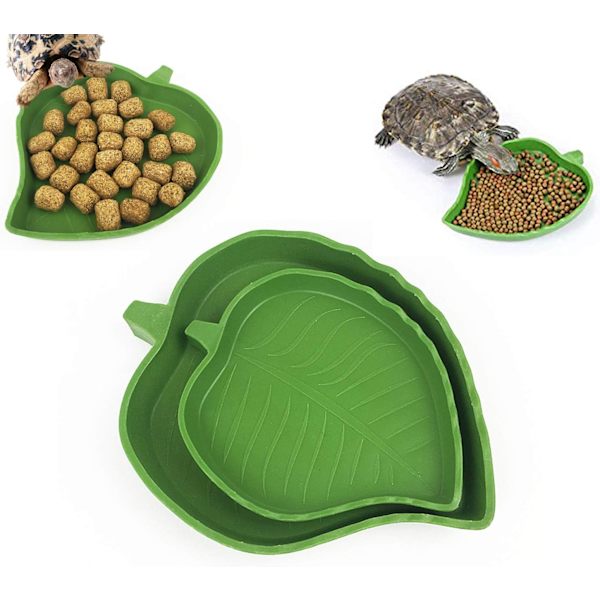 4 Stykker Reptil Mad- og Vandskål, Skildpadde Reptil Foder, Blad