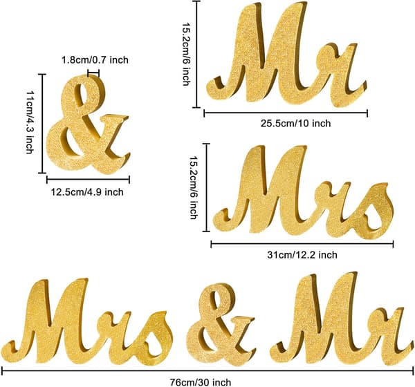 Mr & Mrs Bogstaver Træskilt Bryllupsdekorationer Til Bord