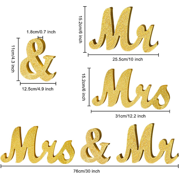 Mr & Mrs Bokstäver i Trä - Bröllopsdekoration för Bord