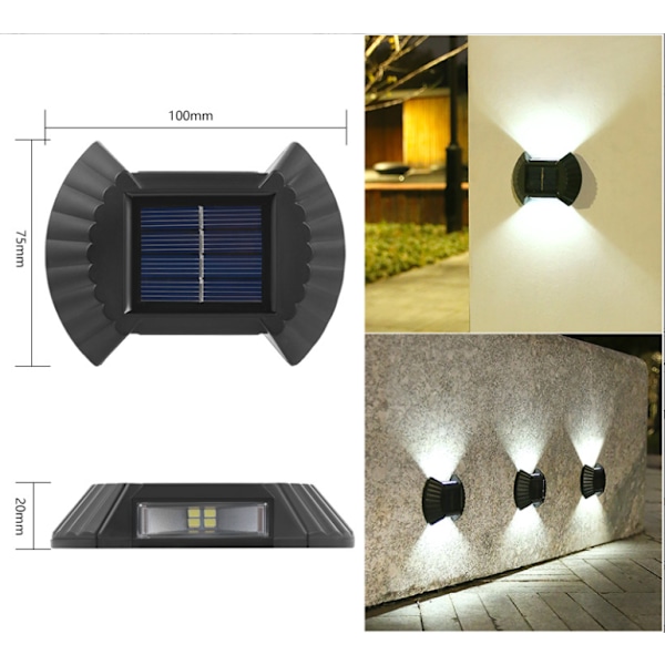 Solcellslampa Set med 4 Solcellslampor för Utomhusvägg IP65