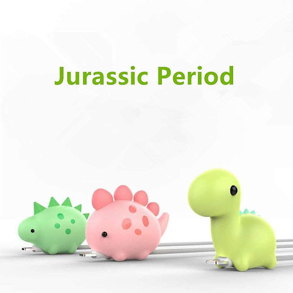 Telefonladdare sladdskydd djur - 3 st sladdskydd - Plast Jurassic djurbett sladdskydd datakabelsladdskydd