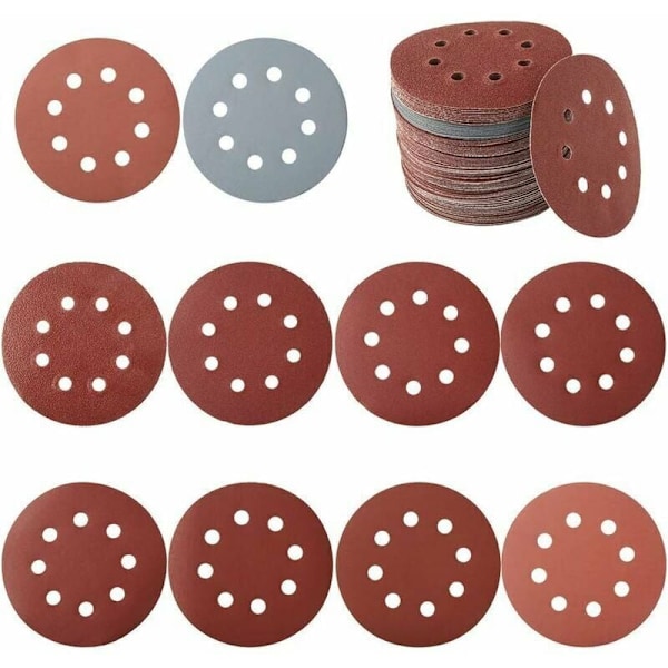 (125mm) 100 kpl hiomalevy, hiomatarvikko, hiomapaperi, hiomapaperi pyöreälle hiomakoneelle karkeus 80/180/240/320/400/800/1000/1500/2000/3000