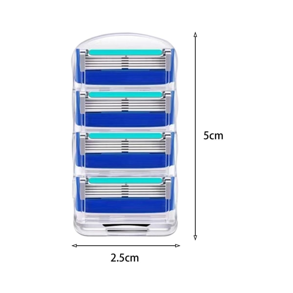4 stk. blad udskiftningskassette, rustfrit stål barberblad refill