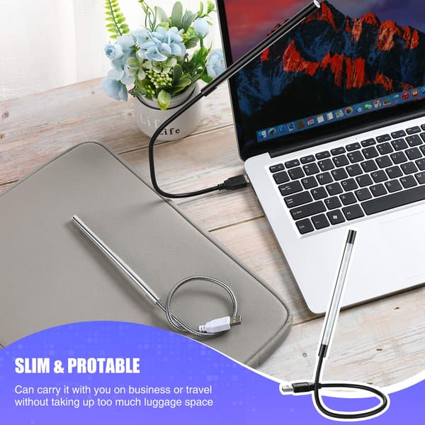 2 USB LED Svanehalslamper for lesing (svart, sølv)