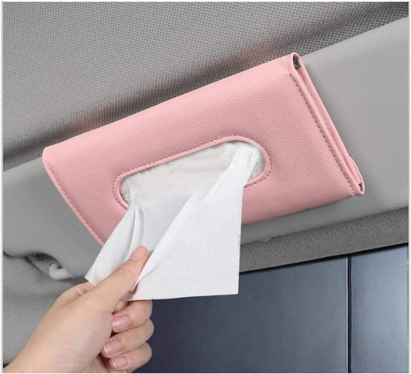 Tissuehållare i Läder, Premium Bil Tissuebox för bil (Rosa)