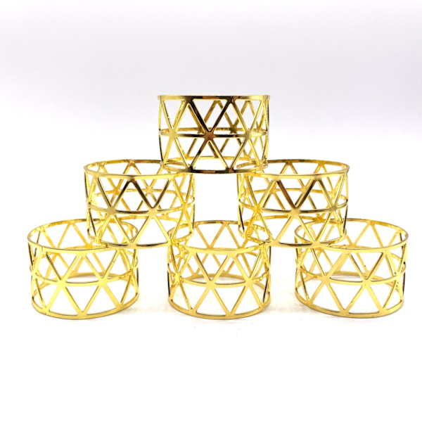 16 stk. Guld Hule Design Metal Servietringe, Middagsserviet