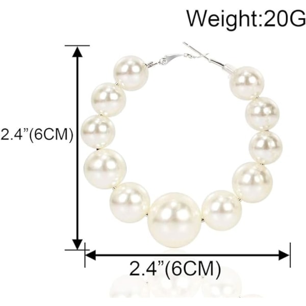 1 Pair（White）Exaggerated Big Circle Hoop Earrings Fashion