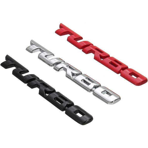 （Silver）Turbo 3D Metalldekal Bilklister Bokstäver Kaross Bak