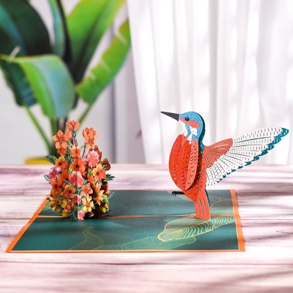 3D Kolibri Pop-Up Syntymäpäiväkortti, 3D Kolibri Eläin